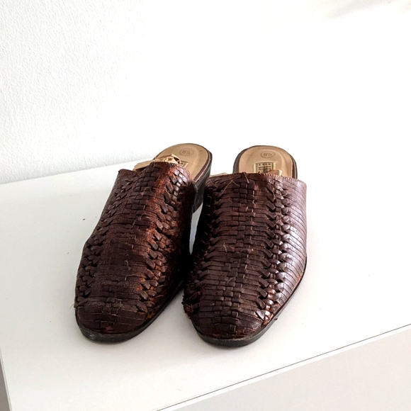 The Leather Collection Woven Leather Mules - Picture 1 of 6